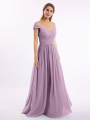 Lace Top Chiffon Bottom Dress with Cap Sleeves Wisteria