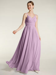 Double Straps Chiffon Dresses with Sweetheart Wisteria