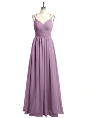Double Straps Chiffon Dresses with Sweetheart Wisteria