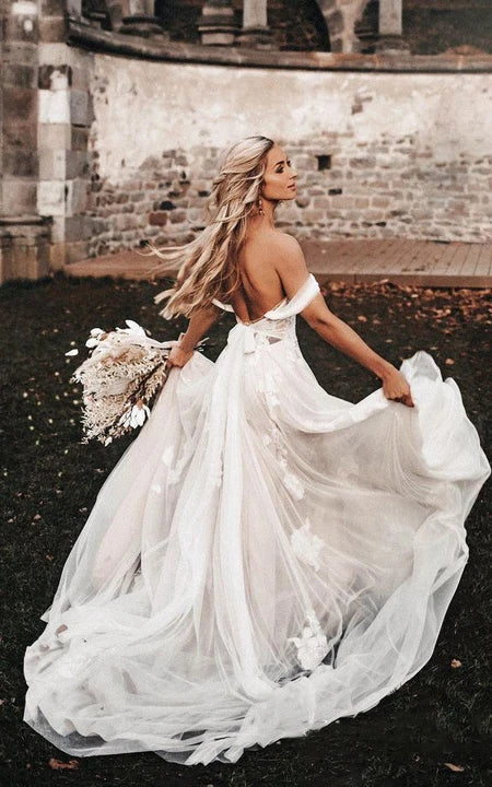 Dress For Wedding Sweetheart Criss-cross Tulle Empire A-line Backless Wedding Dress / Dress For Formal