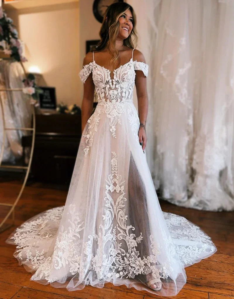 A-Line Off The Shoulder Wedding Dress