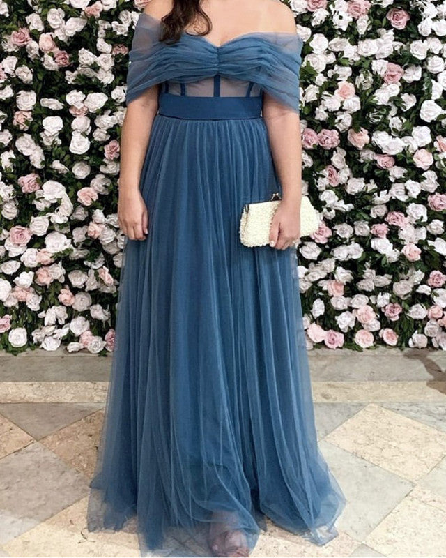 Tulle Off The Shoulder Empire Dresses