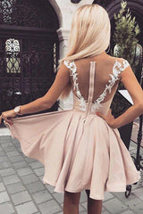 Dusty Pink Sleeveless Knee Length Short Party Dress Homecoming Dress  HD0181