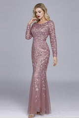 Mermaid Boat Neck Mother of the Bride Dress with Appliques