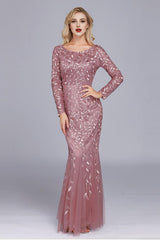 Mermaid Boat Neck Mother of the Bride Dress with Appliques