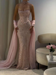 Prom Dresses Extravagant Long Strapless Corset Formal Dress with Crystal
