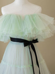 Green Aline Long Prom Dresses, Off Shoulder Formal Long Green Evening Graduation Dresses
