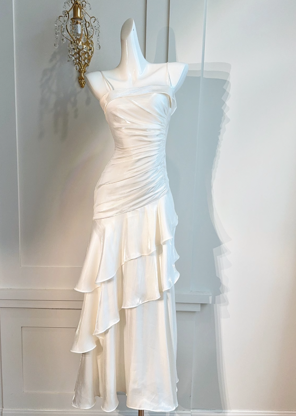 White Enchanted  Prom Dress for Party&Birthday&Graduation-Ruffled Layered Fairytale Evening Dress ED01131