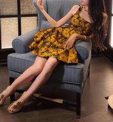 French 3D Flower Sling Dress ED01171