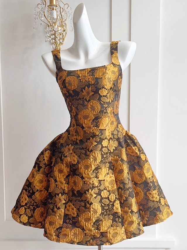 French 3D Flower Sling Dress ED01171