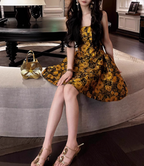 French 3D Flower Sling Dress ED01171