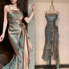 Retro 🫧Chiffon Ruffled Prom Dresses for Party&Graduation- Fairytale Spaghetti Straps Elegant Evening Gown ED01410