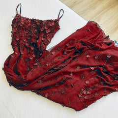 Chic Bodycon Spaghetti Straps 3D Applique Long Prom Dress ED01462
