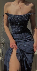 Chic Bodycon Spaghetti Straps 3D Applique Long Prom Dress ED01462
