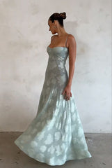 Spaghetti Strap Satin Long Prom Dress Evening Dress ED01529