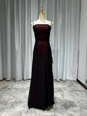 Sheath Spaghetti Straps Tulle Long Prom Dress with Silt ED01532