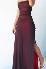 Sheath Spaghetti Straps Tulle Long Prom Dress with Silt ED01532