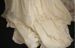 Beige Square Neck Chiffon Lace Empire Dress Long Prom Dress Beaded Wedding Dress  ED01583