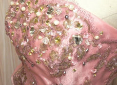 Sweet A-Line Strapless Satin Tulle Sequined Wedding Dress Beaded Diamond Long Ball Gown  ED01585