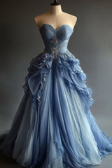 Vintage A-Line Sweetheart Chiffon Sequined Long Prom Dress Evening Dress  ED01589