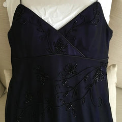 Navy Blue Mermaid Spaghetti Strap Tulle Beading Long Prom Dress V-Neck Graduation Prom Adult Ceremony Dress ED01616