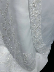 A-Line Spaghetti Strap Beaded Satin Long Prom Dress White Wedding Dress Graduation Prom Dress ED01630