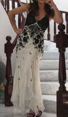 Mermaid Spaghetti Strap Chiffon Applique Long Prom Dresses with Scarf