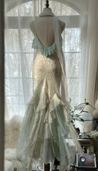 🎊Romantic Vintage Mint Green Prom Dress-Ruffled Chiffon &Beadwork Fairytale Mermaid Gown for Quinceanera&Events🍀  ED01725