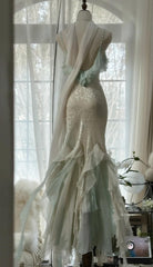 🎊Romantic Vintage Mint Green Prom Dress-Ruffled Chiffon &Beadwork Fairytale Mermaid Gown for Quinceanera&Events🍀  ED01725