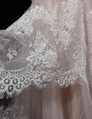 Light Pink Strapless Mermaid Tulle Lace Long Prom Dress Sweetheart Neckline Formal Dress ED01762