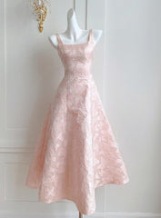 Pink A-Line Vintage Butterfly Embroidered Satin Prom Dress Birthday DressED01772