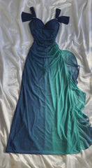Glitter Blue Sweetheart Neck Bodycon Dress Ruffled Party Dress Spaghetti Strap Evening Dress ED01813