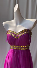 Fuchsia Sweetheart Neckline Retro Chiffon Ball gown Bright Wedding Dress ED01875