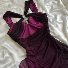 Elegant Gradient Navy Blue Sheath Spaghetti Straps Sparkling Chiffon Ball Dress Pretty Party Dress ED01883