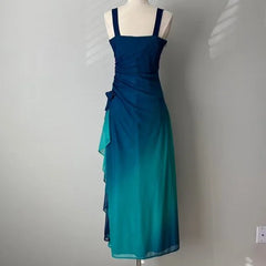 Beautiful Gradient Blue Glitter Chiffon Sweetheart Neck Prom Dress Birthday Dress ED01885