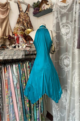 Turquoise A-line Halter Satin Prom Dress Sexy Sleeveless Party Dress ED01894