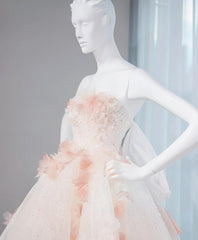 Gentle Pastel Layered A-Line Strapless Tulle Long Prom Dress Cute Applique Birthday Evening Dress ED01907