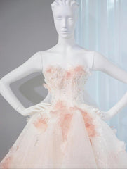 Gentle Pastel Layered A-Line Strapless Tulle Long Prom Dress Cute Applique Birthday Evening Dress ED01907