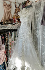 White Gentle Water Gloss Mermaid Sequin Applique Long Prom Dress Gorgeous One Shoulder Wedding Evening Dress ED01910