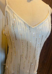 🤍 Retro Glam Mermaid Gown – Sparkling 💍Beaded,Sequins White Chiffon Prom Dress for Formal Events & Weddings**ED01917