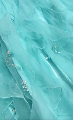 👑 1950s Inspired Baby Princess Blue Prom Dress - Shimmering Sequins Tulle & Satin Ballgown for Formal Events ED01932