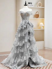 A-Line Sweetheart Neck Tulle Sequin Black Long Prom Dress, Black Formal Dress ED0617