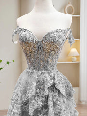 A-Line Sweetheart Neck Tulle Sequin Black Long Prom Dress, Black Formal Dress ED0617