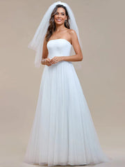Koutun Graceful Strapless Sleeveless A-Line Wedding Dress