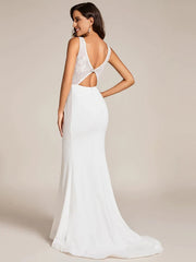 Aimishang Custom Size Sleeveless Lace Bodice Wedding Dress