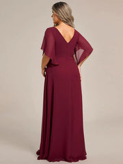 Aimishang Half Sleeves Top Applique Decoration Chiffon Mother of the Bride Dress