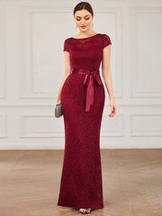 Aimishang Lace Backless Ribbon Waist Bodycon Mother of the Bride Dress
