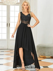 Aimishang Sexy High-Low Maxi Chiffon Evening Dresses with Sequin
