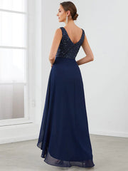 Aimishang Sexy High-Low Maxi Chiffon Evening Dresses with Sequin