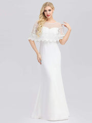 Sweetheart Illusion Neckline Wedding Dress With Ruffle Sleeves